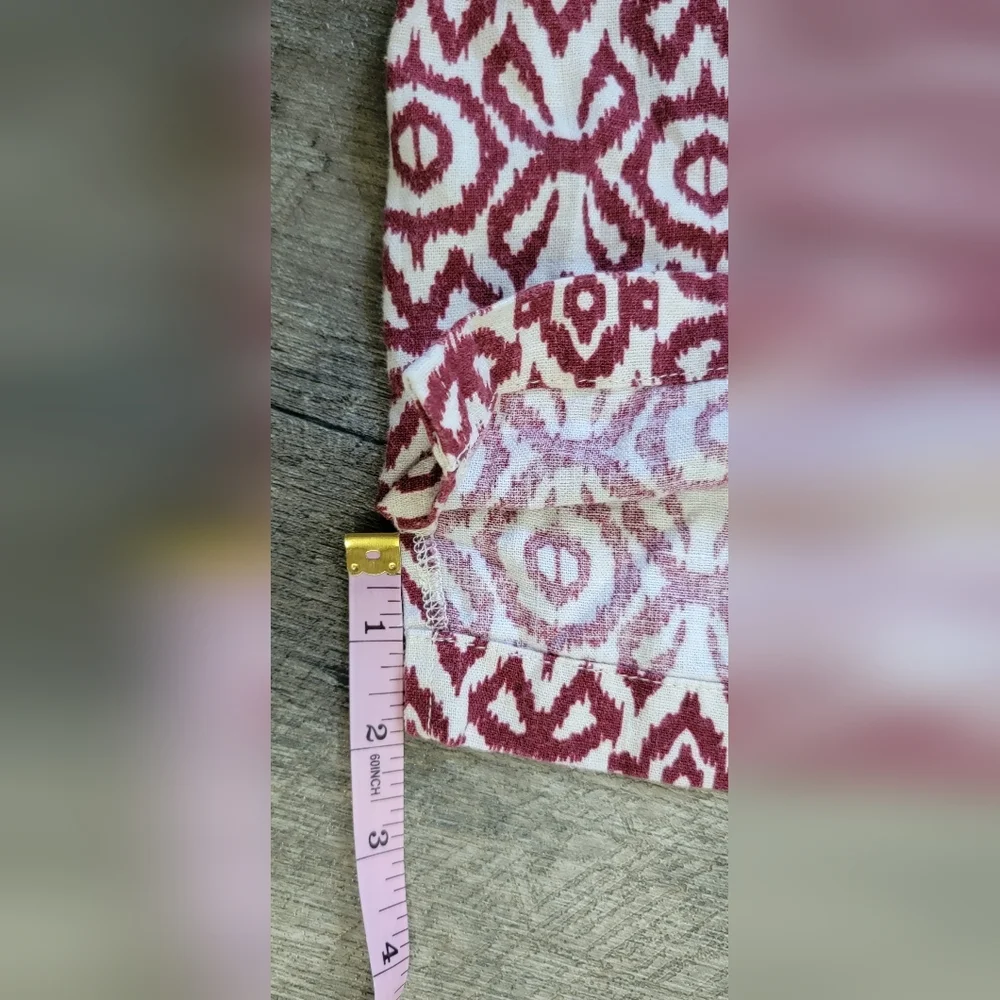 Weatherproof Vintage Linen Shorts Women's XXL Red & White Aztec Print w/ Pockets